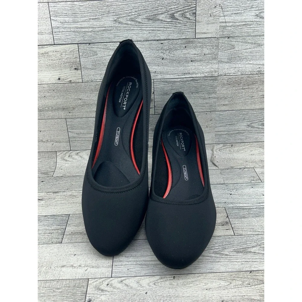 Rockport Total Motion truTECH Black Fabric Wedge Pumps CH6820 Women Sz 9M